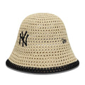 New York Yankees Womens MLB Knitted Light Beige Explorer Bucket Hat-klyvox