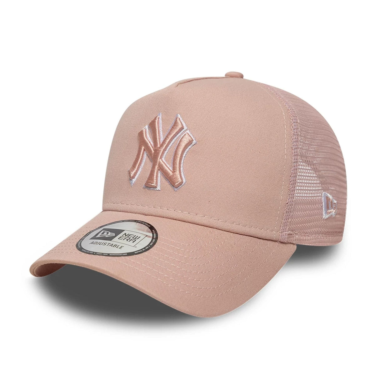 New York Yankees MLB Outline Pastel Pink 9FORTY E-Frame Trucker Adjustable Cap-klyvox