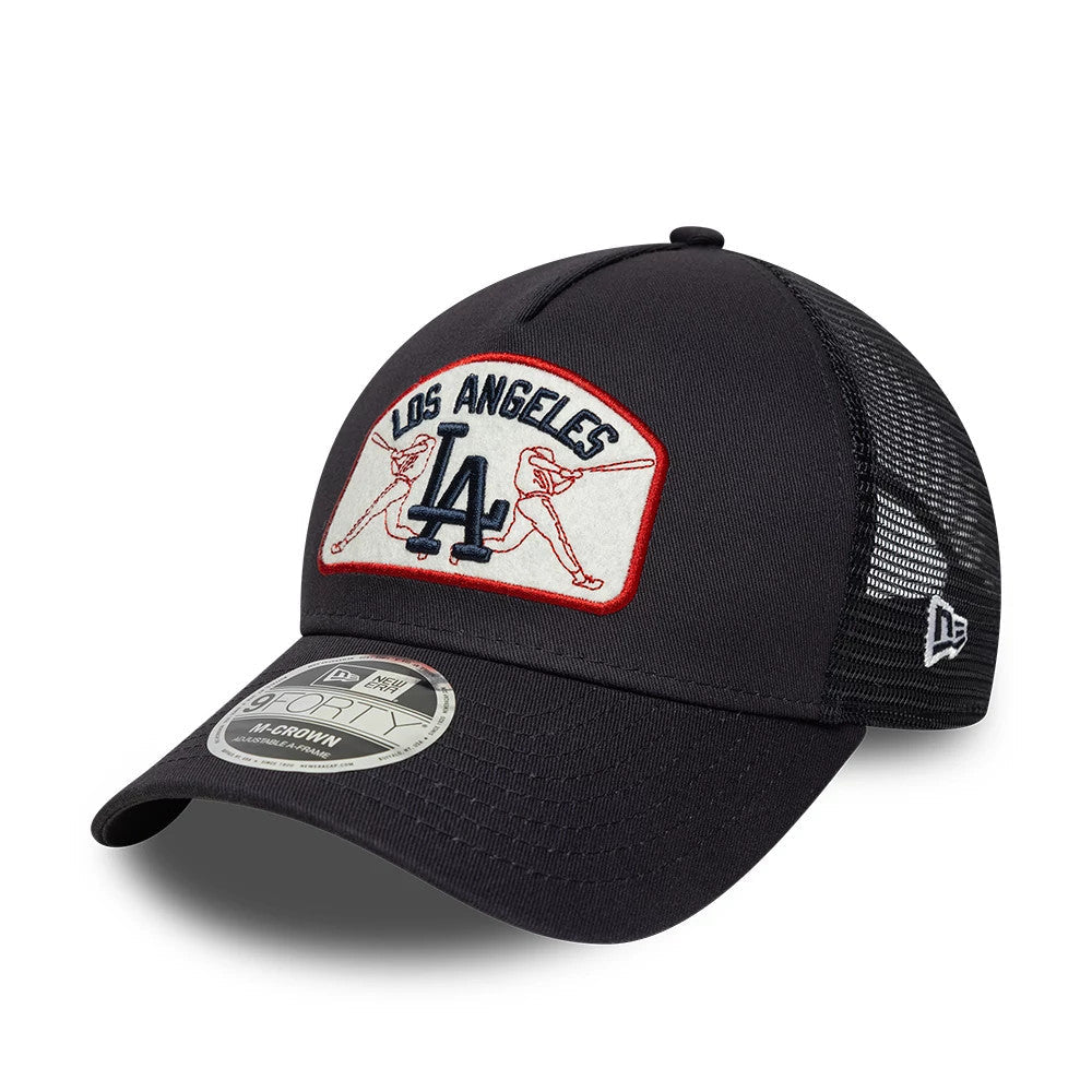 LA Dodgers MLB Patch Navy 9FORTY M-Crown A-Frame Trucker Adjustable Cap-klyvox