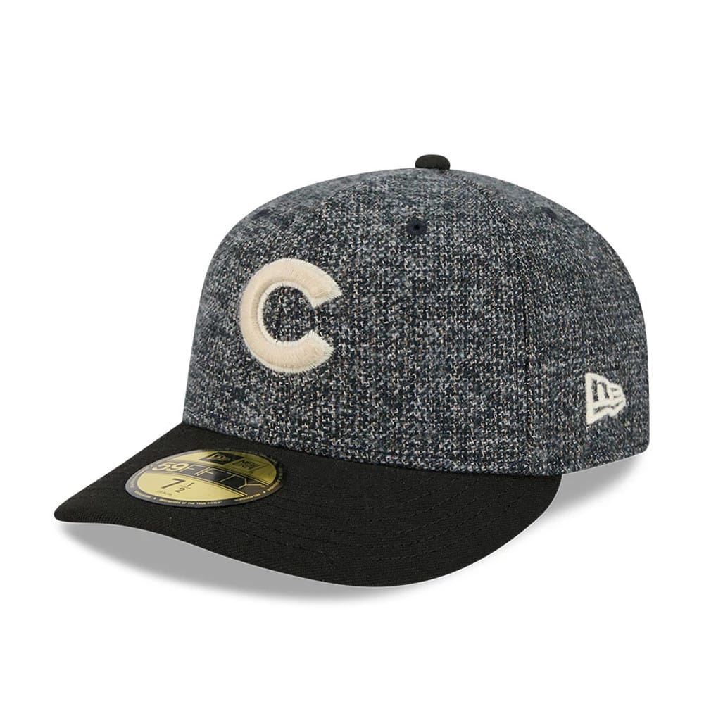 Chicago Cubs MLB Tweedy Cotton Black 59FIFTY Fitted Cap-klyvox