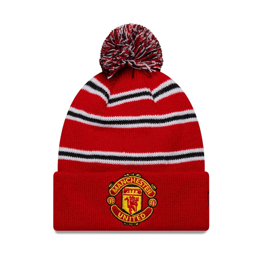 Manchester United FC Infant Stripe Red Cuff knit Beanie Hat-klyvox