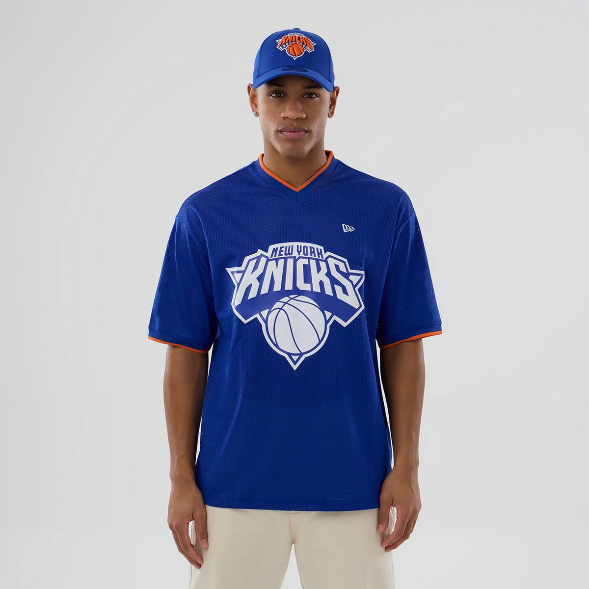 New York Knicks NBA Mesh Blue Oversized T-Shirt-klyvox