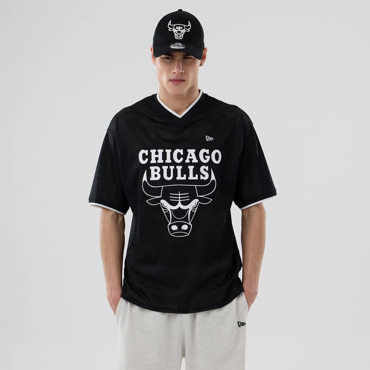 Chicago Bulls NBA Mesh Black Oversized T-Shirt-klyvox