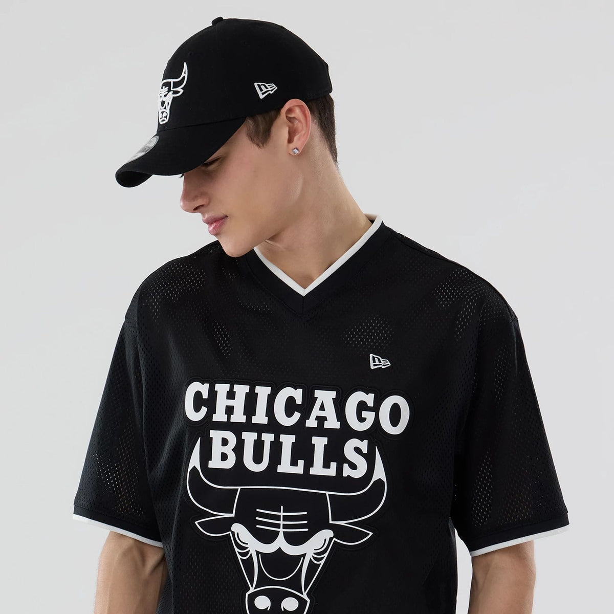 Chicago Bulls NBA Mesh Black Oversized T-Shirt-klyvox