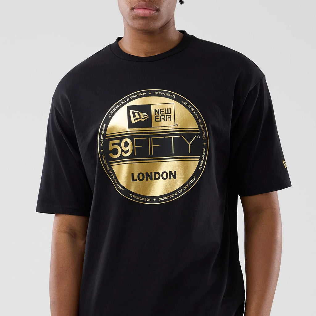 New Era Sticker London Black Oversized T-Shirt-klyvox