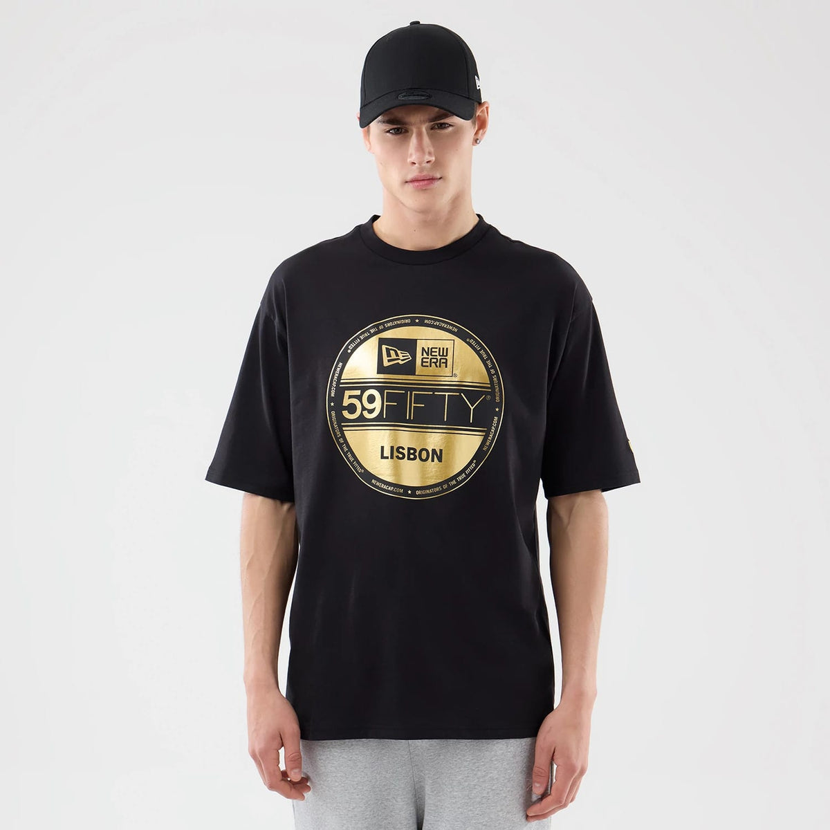 New Era Sticker Lisbon Black Oversized T-Shirt-klyvox