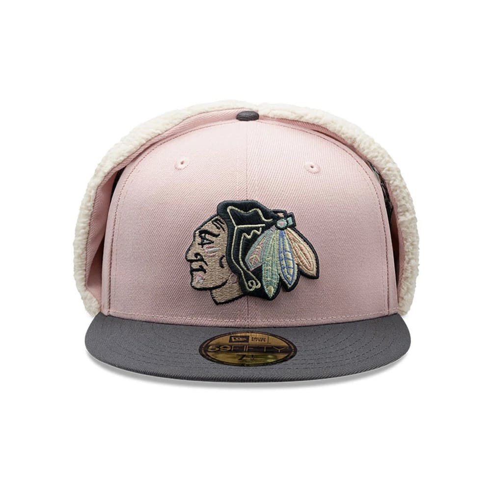 Chicago Blackhawks NHL Patch Pastel Pink Dogear 59FIFTY Fitted Cap-klyvox