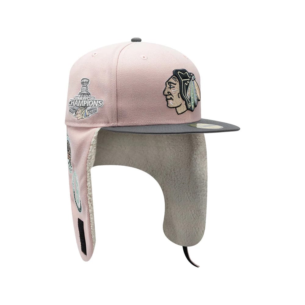 Chicago Blackhawks NHL Patch Pastel Pink Dogear 59FIFTY Fitted Cap-klyvox