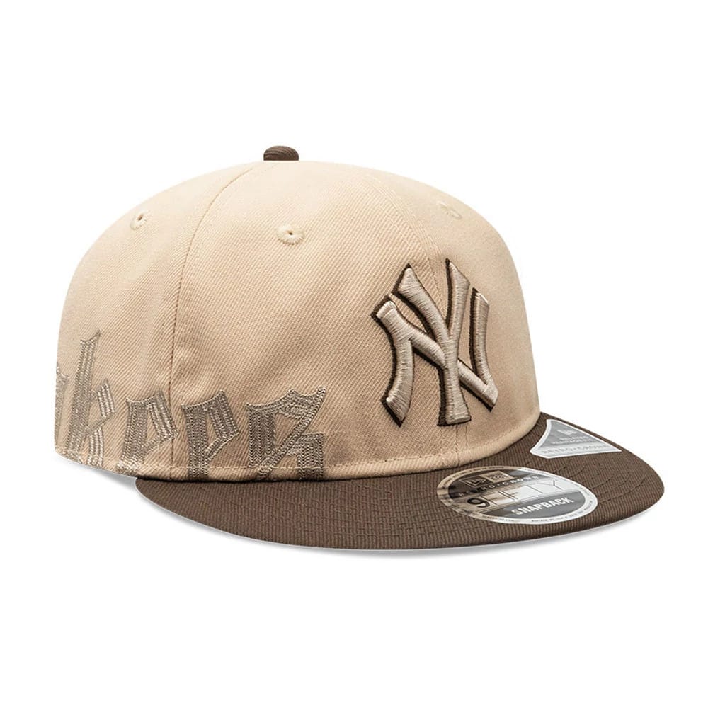 New York Yankees MLB Gothic Script Beige Retro Crown 9FIFTY Cap-klyvox