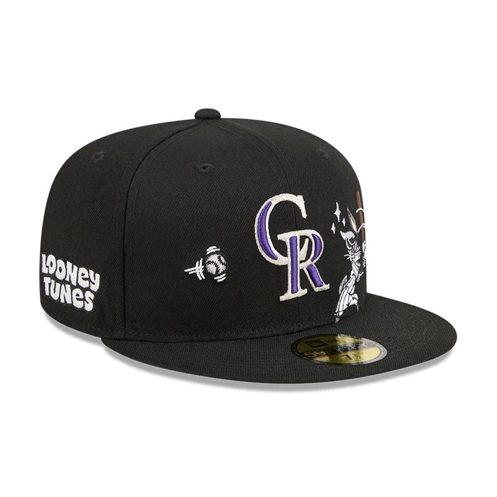 Colorado Rockies MLB X Looney Tunes Bugs Bunny Black 59FIFTY Fitted Cap-klyvox
