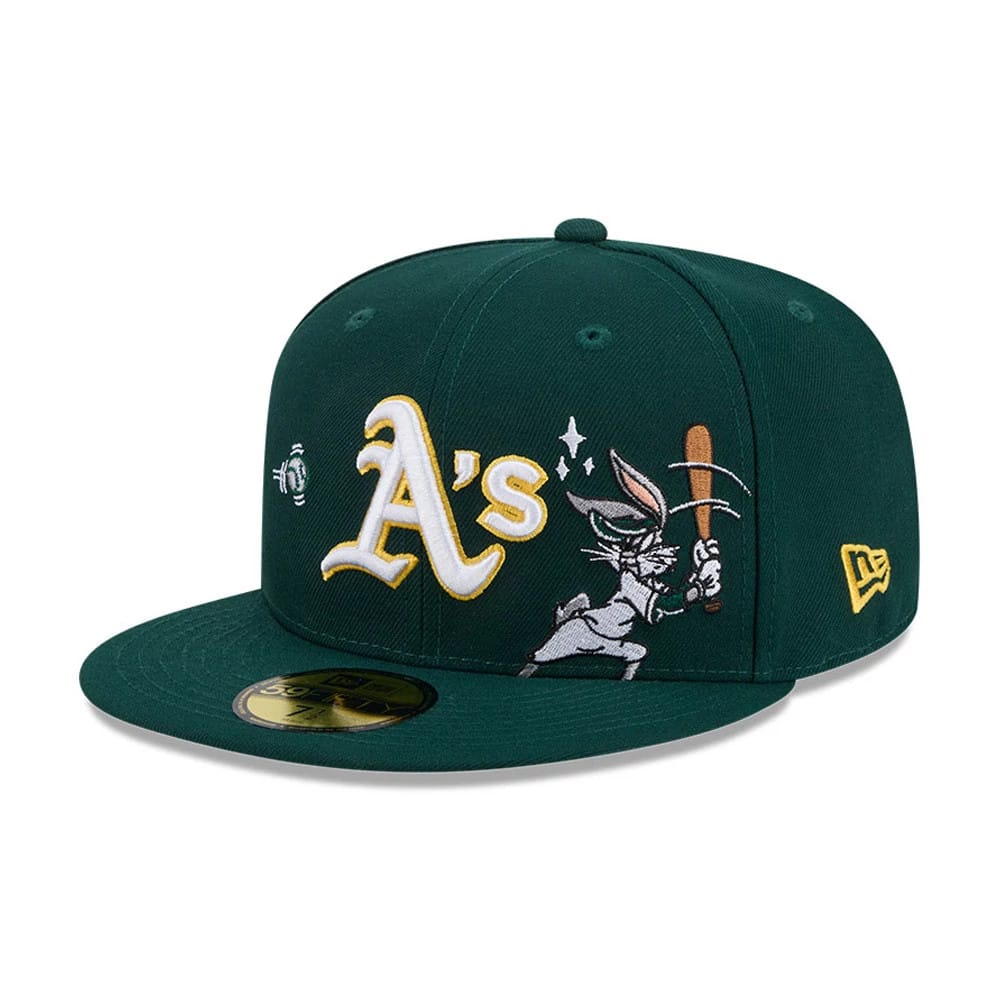 Athletics MLB X Looney Tunes Bugs Bunny Dark Green 59FIFTY Fitted Cap-klyvox
