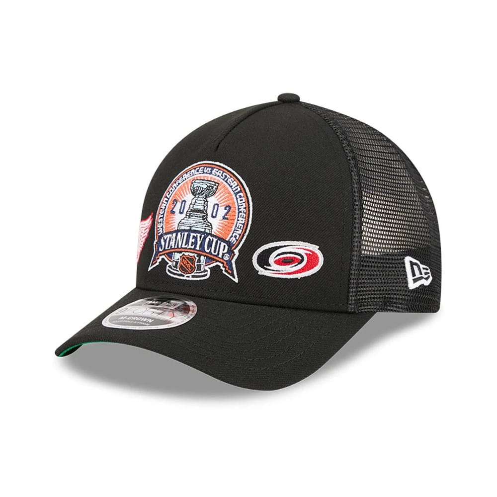 Red Wings NHL Stanley Cup Black 9FORTY M-Crown A-Frame Trucker Adjustable Cap-klyvox