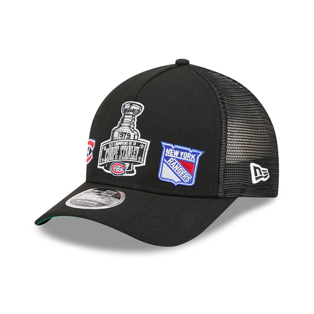 Canadiens NHL Stanley Cup Black 9FORTY M-Crown A-Frame Trucker Adjustable Cap-klyvox