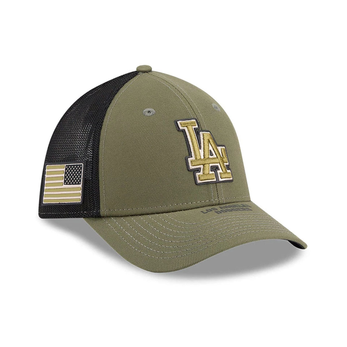 LA Dodgers MLB Armed Forces Day 2026 Green 39THIRTY M-Crown Stretch Fit Cap-klyvox