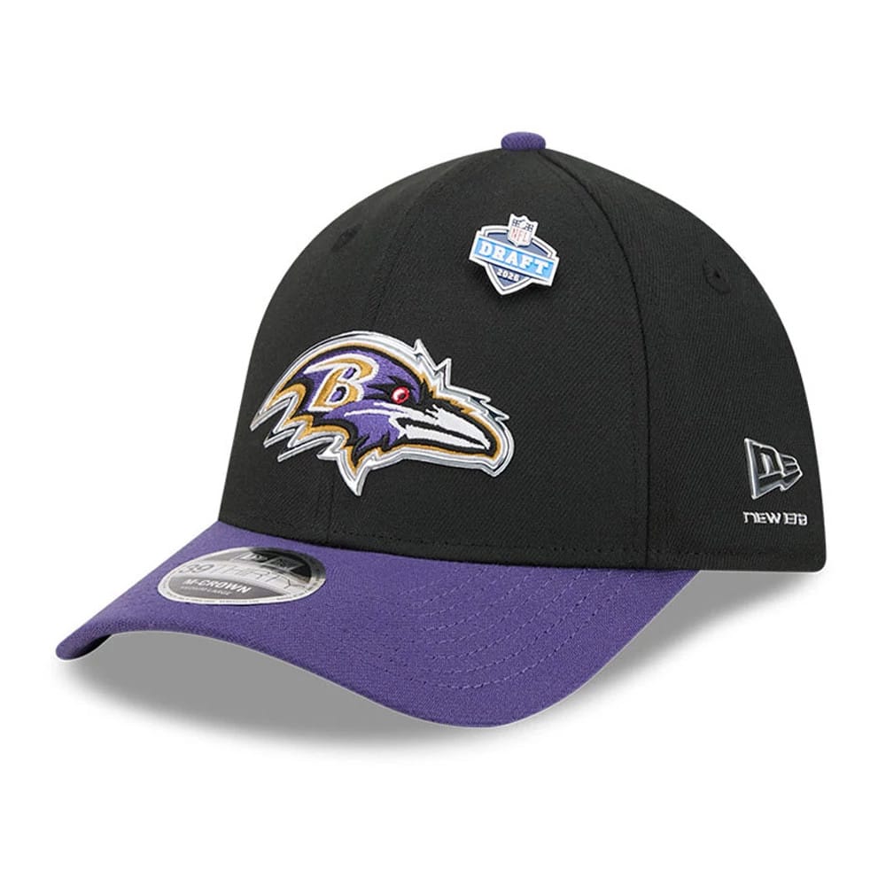 Baltimore Ravens NFL Draft 2026 Black 39THIRTY M-Crown Stretch Fit Cap-klyvox