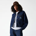 New York Yankees Womens MLB Denim Dark Blue Jacket-klyvox