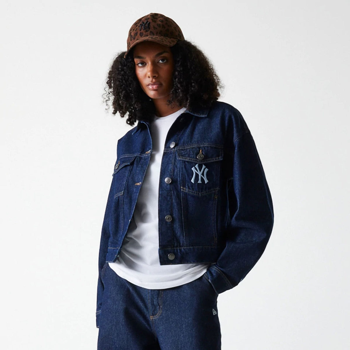 New York Yankees Womens MLB Denim Dark Blue Jacket-klyvox