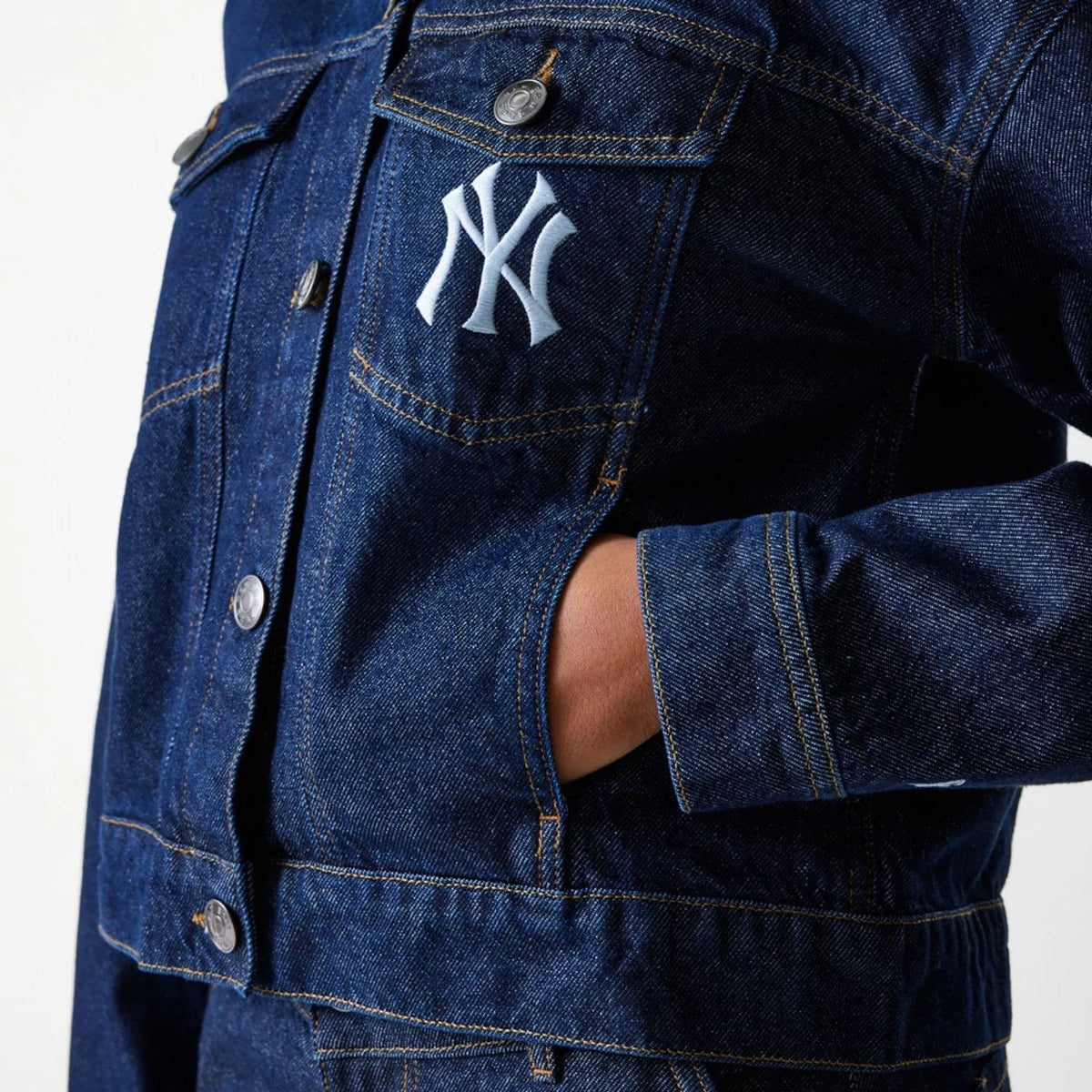 New York Yankees Womens MLB Denim Dark Blue Jacket-klyvox