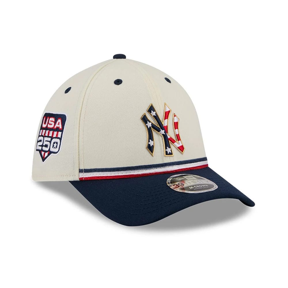 Yankees MLB 4th Of July 2026 Cream 39THIRTY M-Crown Stretch Fit Cap-klyvox