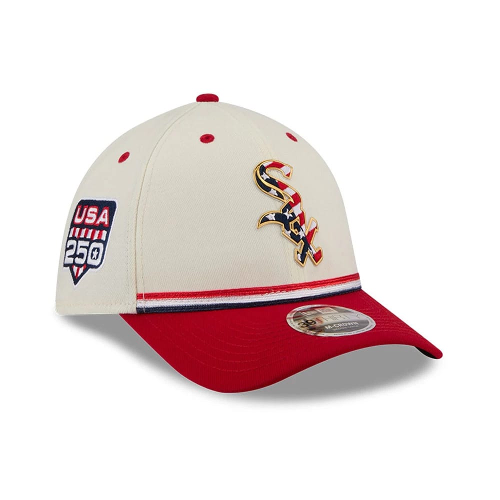 White Sox MLB 4th Of July 2026 Cream 39THIRTY M-Crown Stretch Fit Cap-klyvox