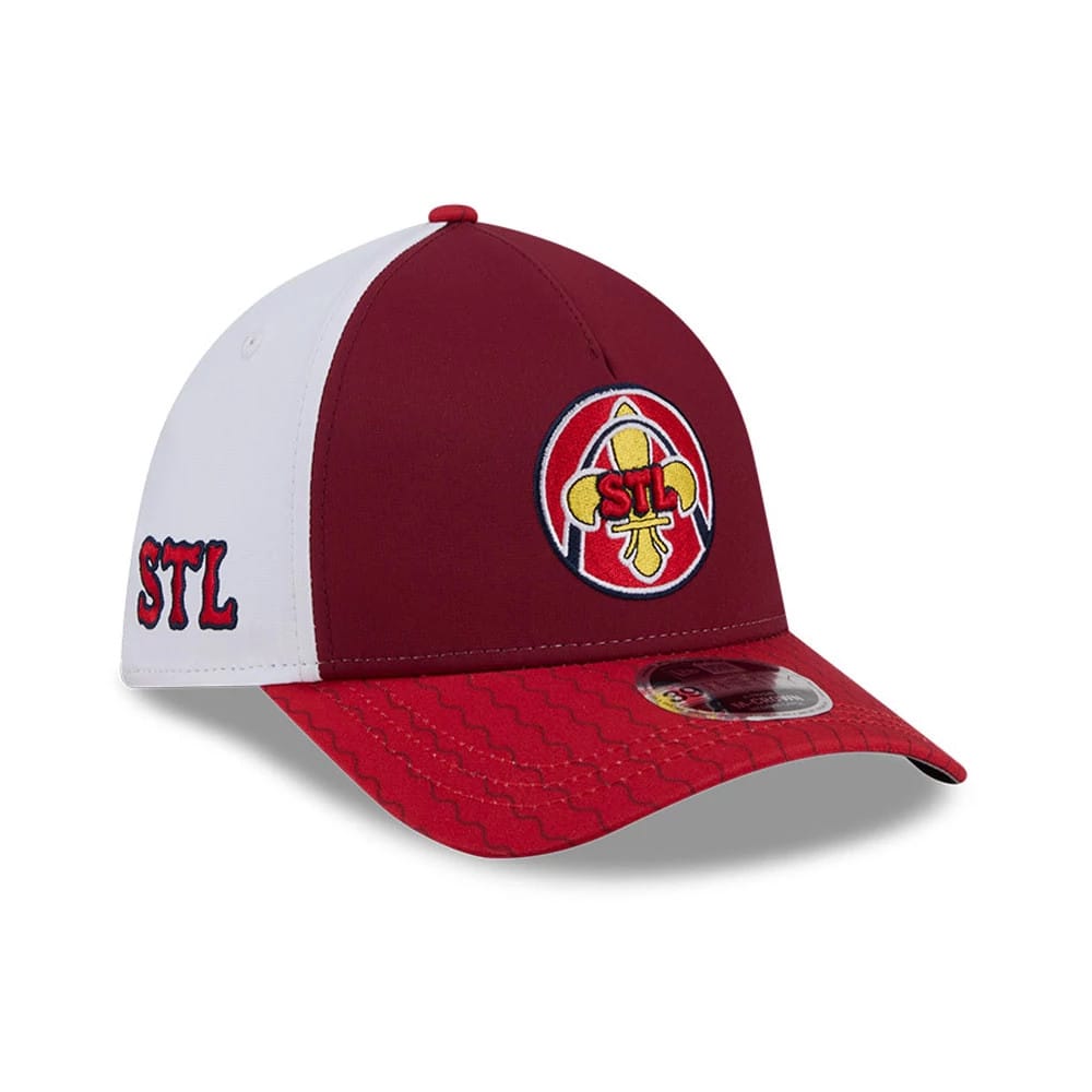Cardinals MLB City Connect Red 39THIRTY M-Crown A-Frame Stretch Fit Cap-klyvox