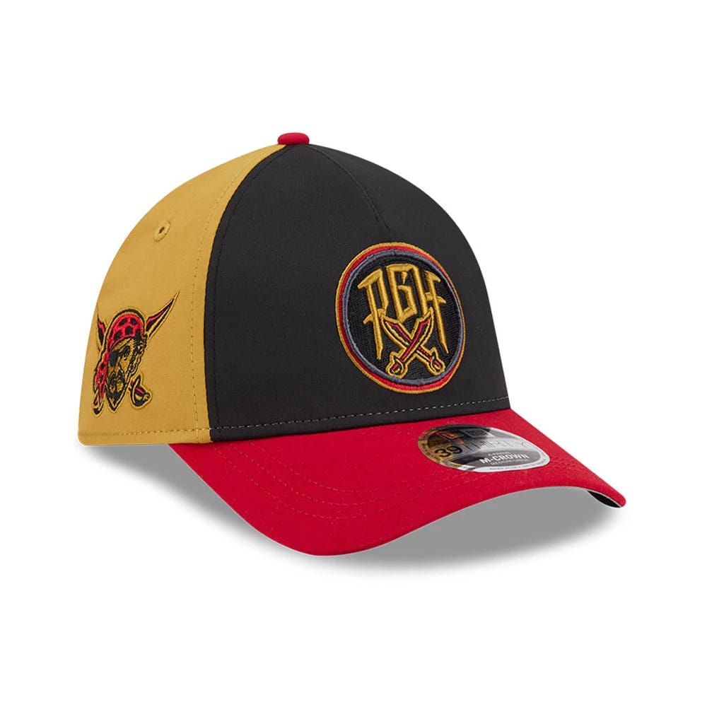 Pirates MLB City Connect Black 39THIRTY M-Crown A-Frame Stretch Fit Cap-klyvox