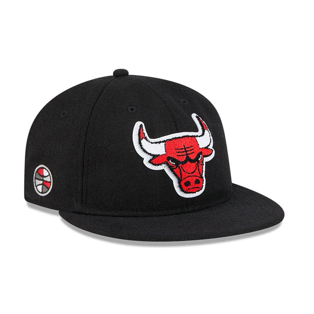 Chicago Bulls NBA Chenille Woven Black Retro Crown 9FIFTY Adjustable Cap-klyvox