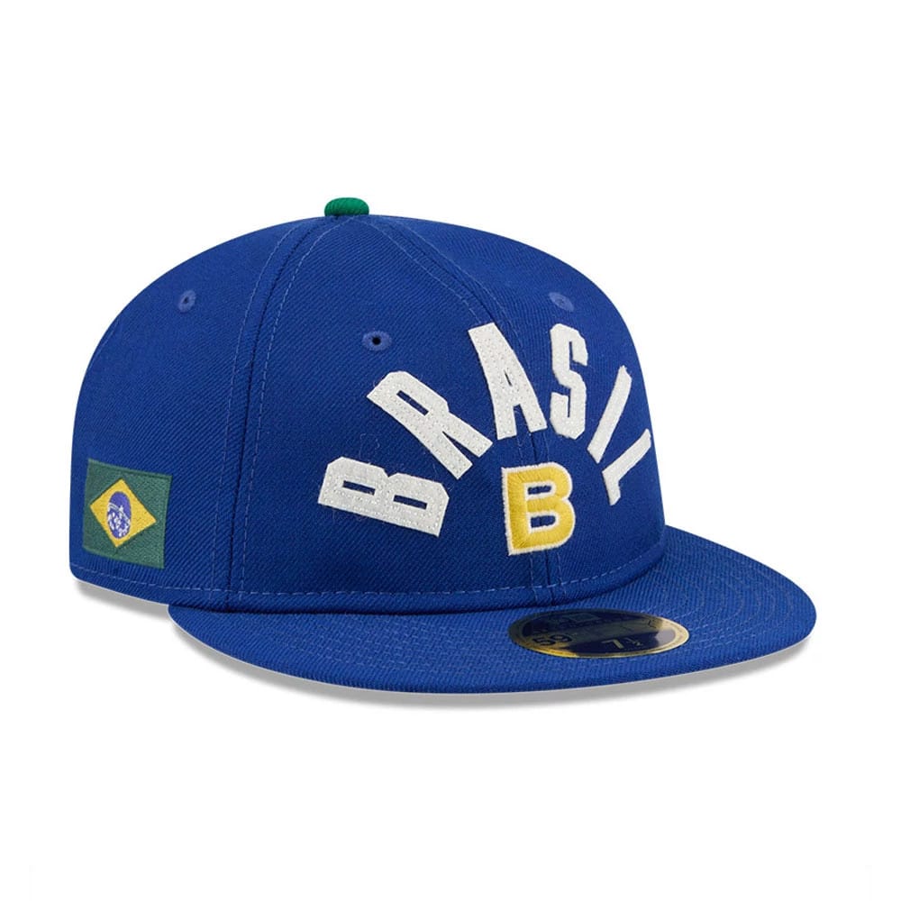 WBC Brazil Classical Script Blue Retro Crown 59FIFTY Fitted Cap-klyvox
