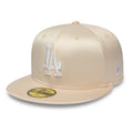 LA Dodgers MLB Satin Cream 59FIFTY Fitted Cap-klyvox