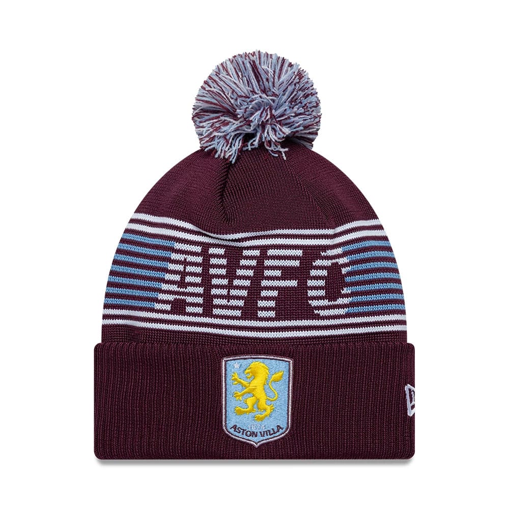 Aston Villa FC Dark Red Bobble Knit Beanie Hat-klyvox