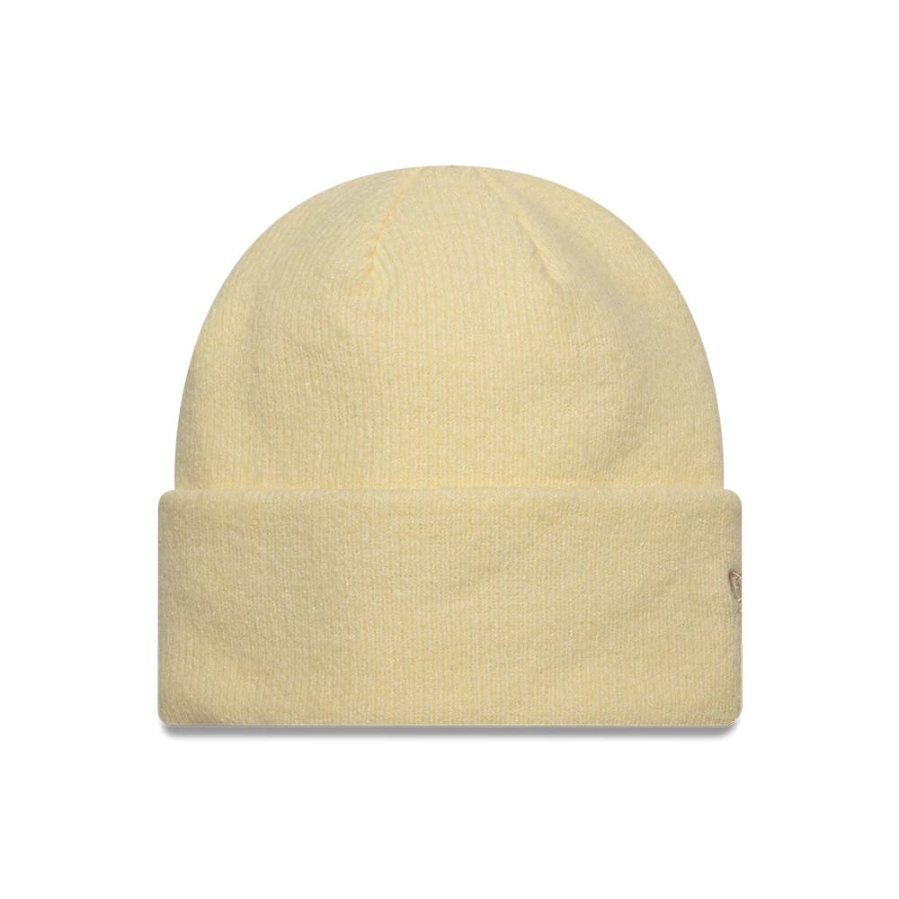 New Era Mohair Pastel Yellow Wide Cuff Knit Beanie Hat-klyvox