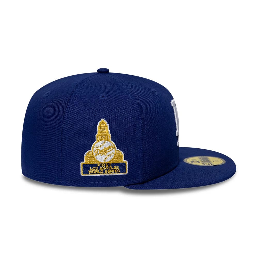 LA Dodgers MLB Sidepatch Satin Lined Dark Blue 59FIFTY Fitted Cap-klyvox