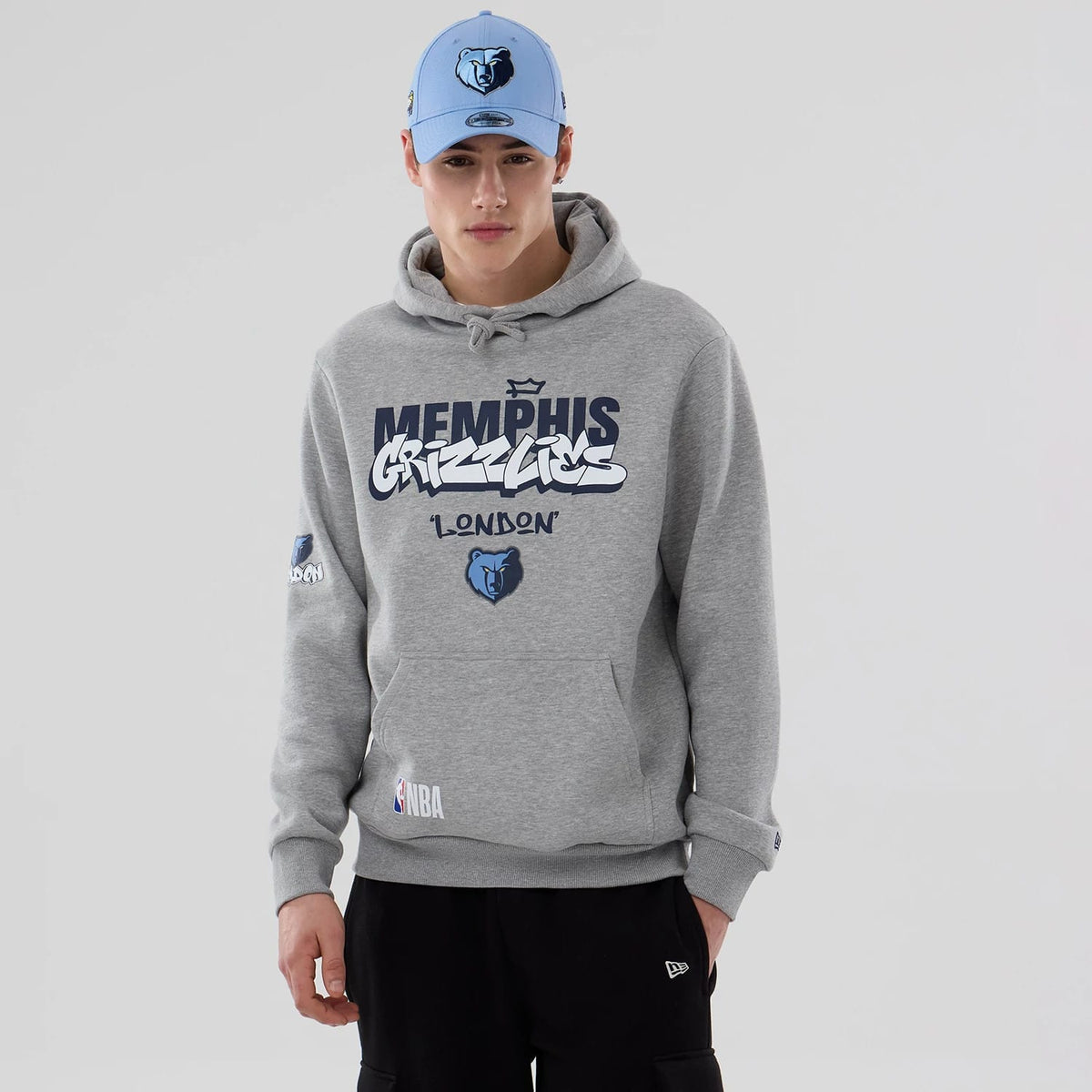 Memphis Grizzlies NBA London Game 2026 Grey Pullover Hoodie-klyvox