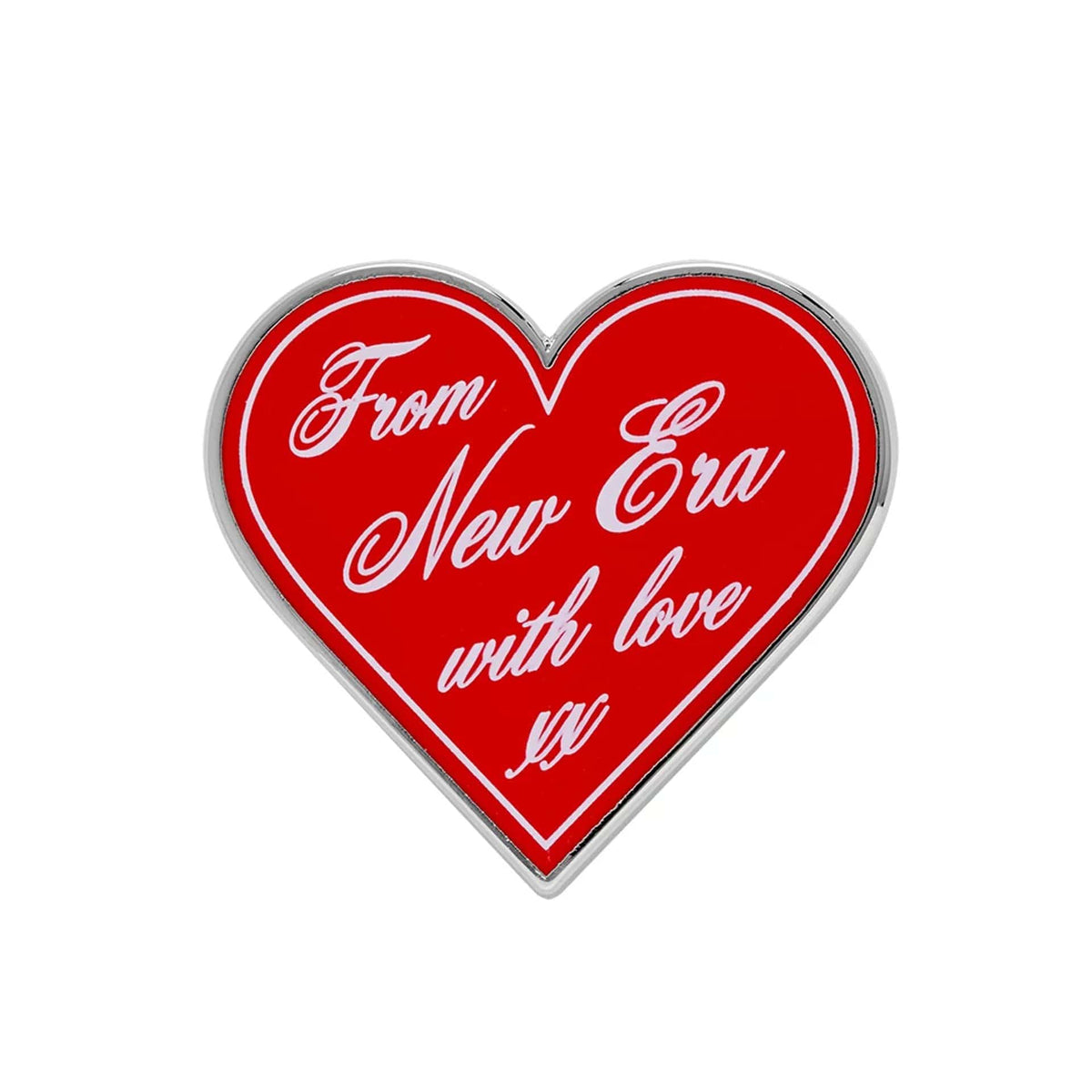 New Era Heart Script Red Pin Badge-klyvox