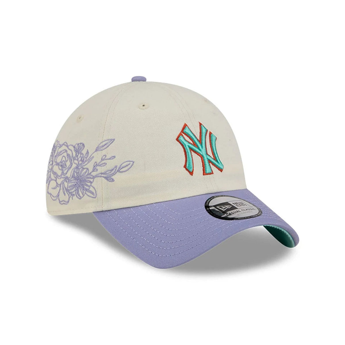 New York Yankees MLB Lavender Flowers White Casual Classic Adjustable Cap-klyvox
