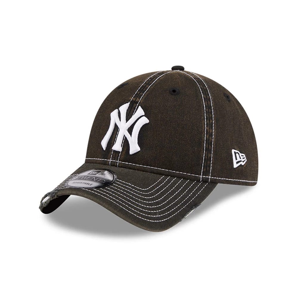 New York Yankees MLB Stencil Distressed Black 9TWENTY Adjustable Cap-klyvox