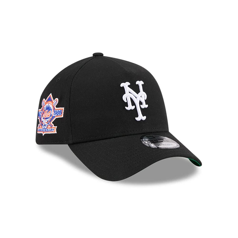 Mets MLB Cooperstown Anniversary Black 9FORTY A-Frame Adjustable Cap-klyvox