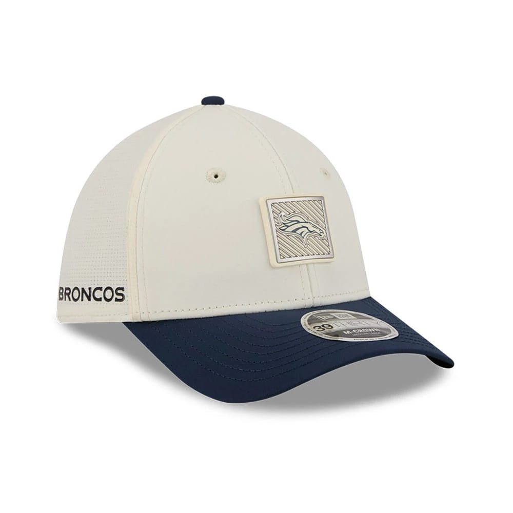 Denver Broncos NFL Training 2026 White 39THIRTY M-Crown Stretch Fit Cap-klyvox