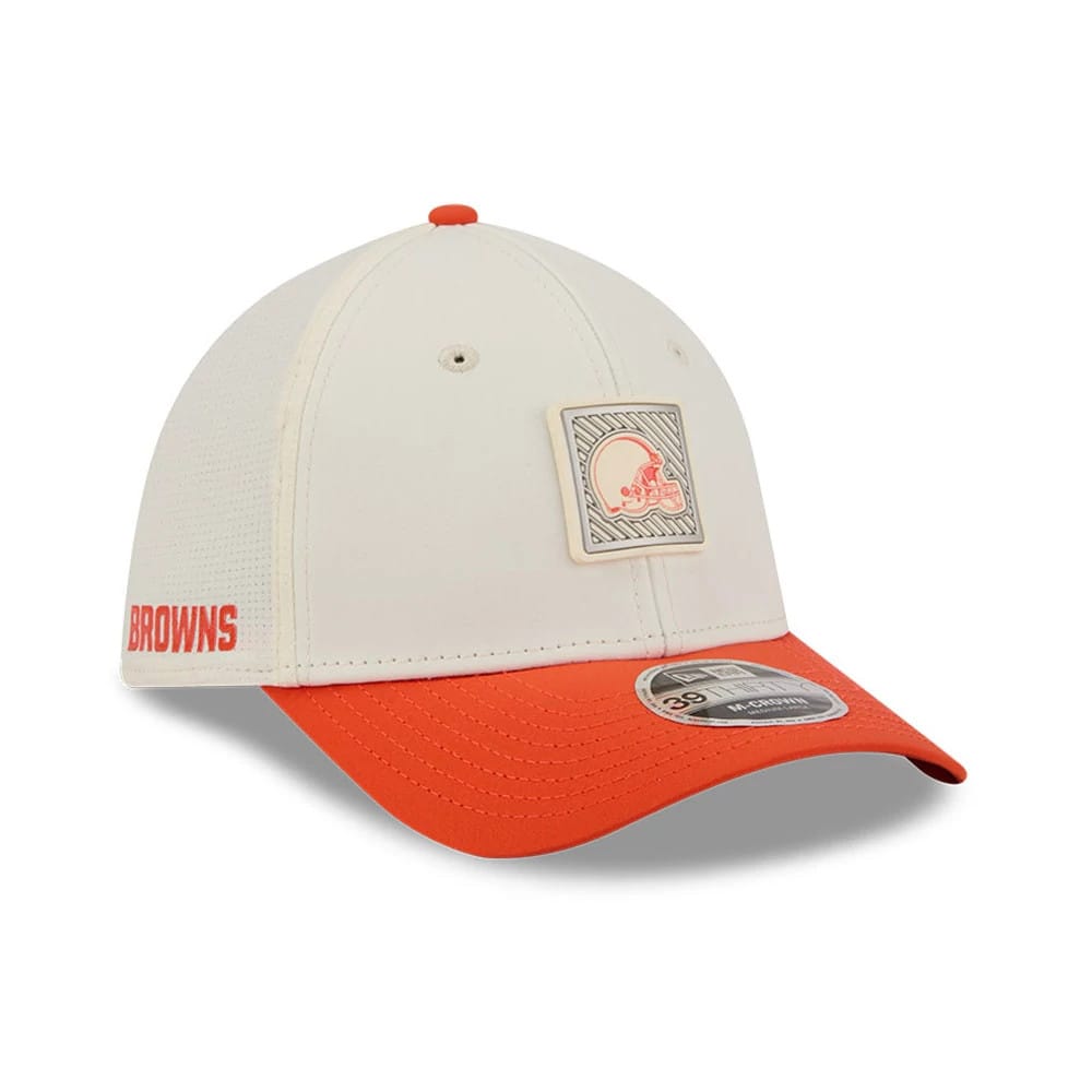 Cleveland Browns NFL Training 2026 White 39THIRTY M-Crown Stretch Fit Cap-klyvox