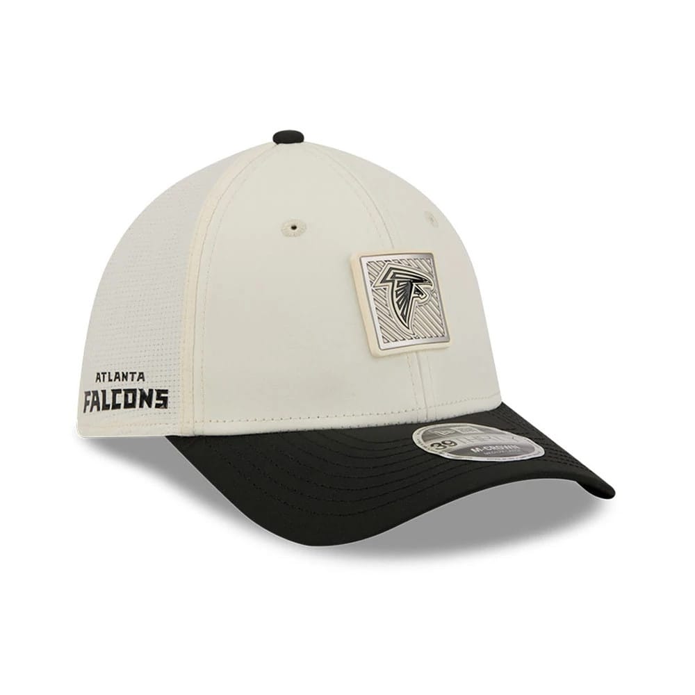 Atlanta Falcons NFL Training 2026 White 39THIRTY M-Crown Stretch Fit Cap-klyvox