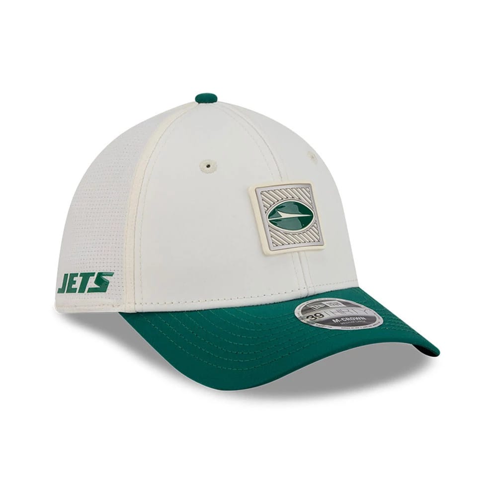 New York Jets NFL Training 2026 White 39THIRTY M-Crown Stretch Fit Cap-klyvox