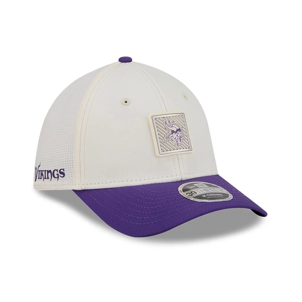 Minnesota Vikings NFL Training 2026 White 39THIRTY M-Crown Stretch Fit Cap-klyvox