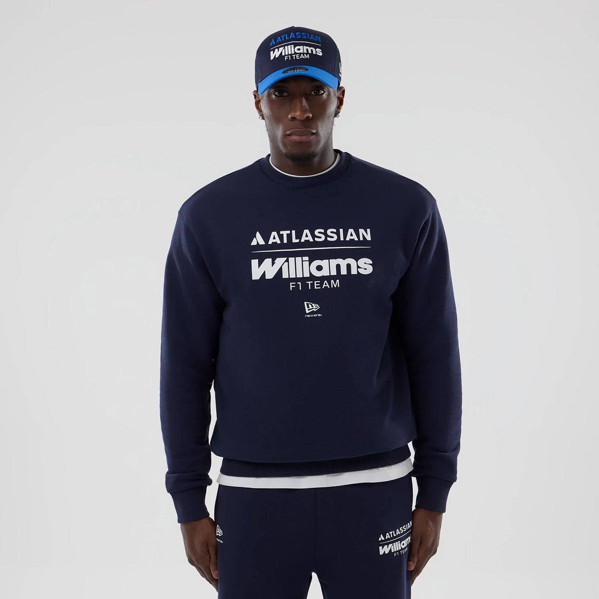 Williams Navy Oversized Crewneck Sweater-klyvox