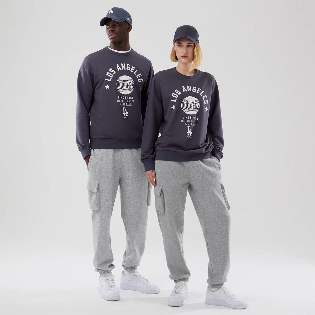 LA Dodgers MLB Graphic Grey Oversized Crew Neck Sweater-klyvox