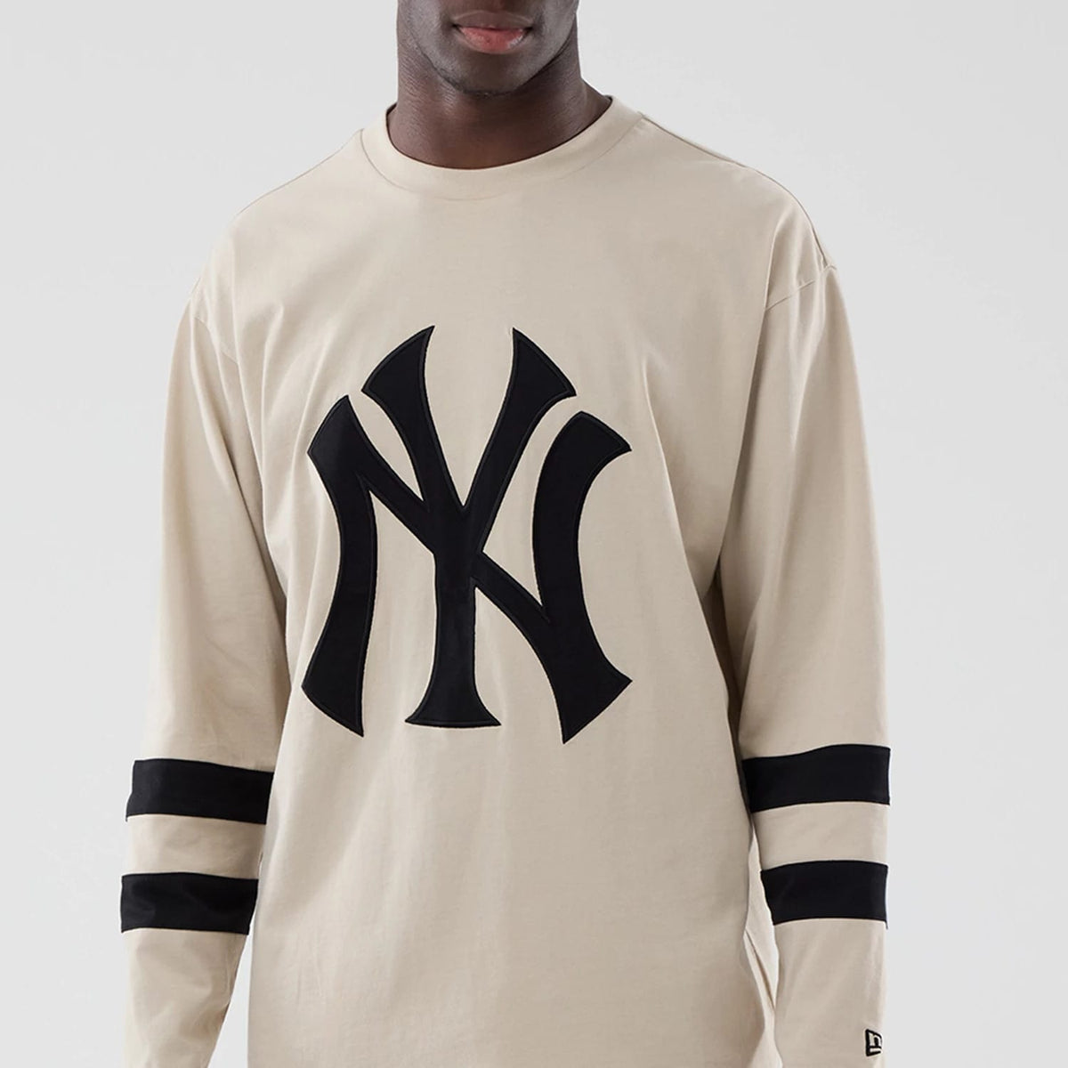 New York Yankees MLB Light Beige Oversized Long Sleeve T-Shirt-klyvox