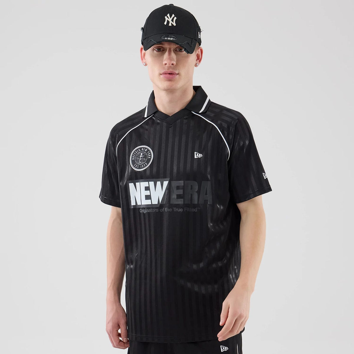 New Era Black Football Jersey T-Shirt-klyvox