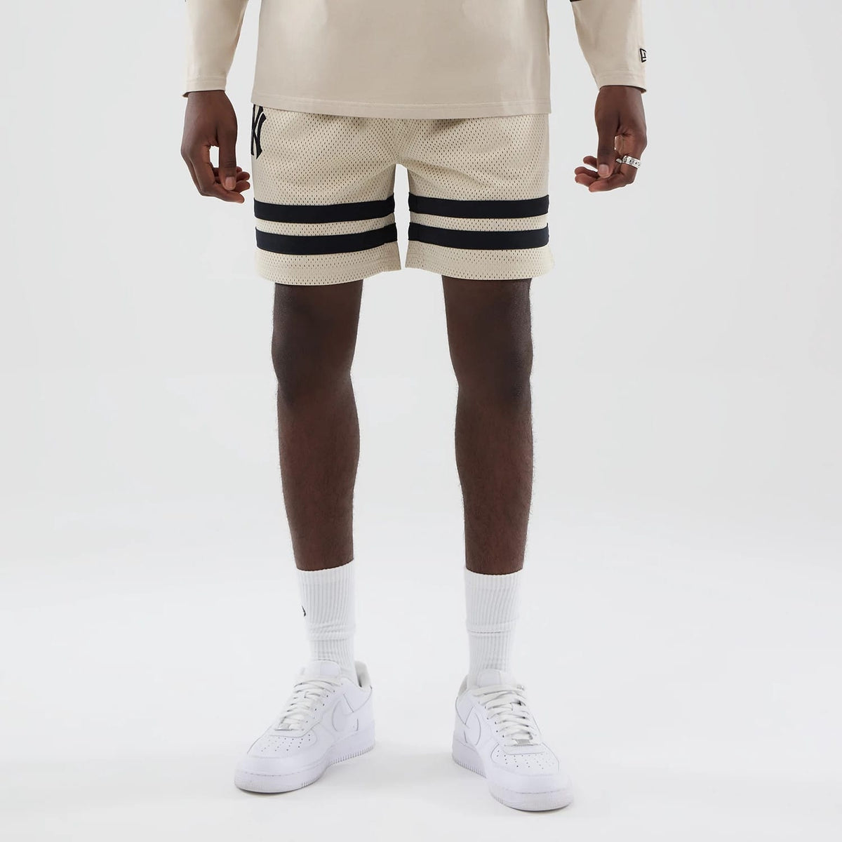 New York Yankees MLB Light Beige Oversized Mesh Shorts-klyvox
