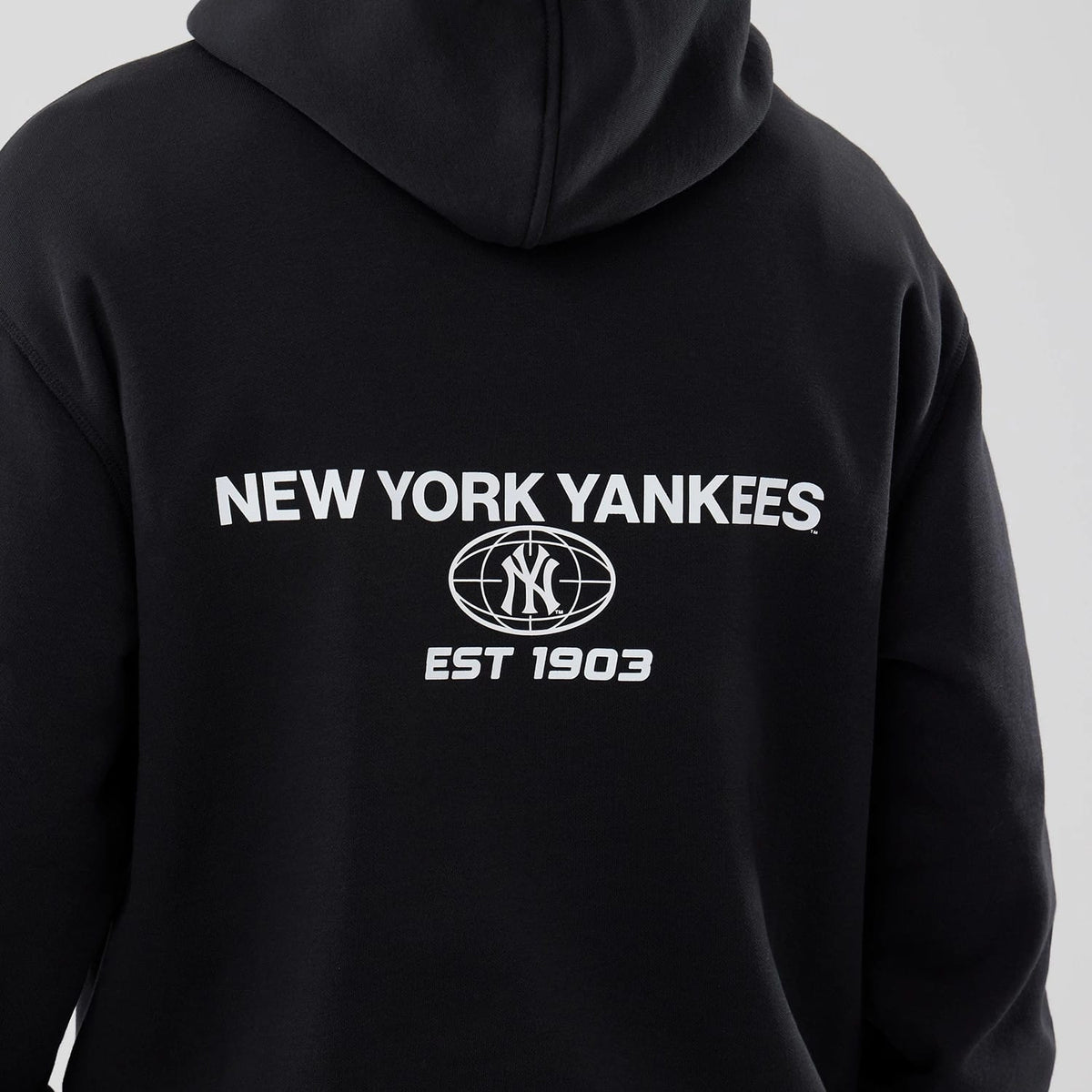 New York Yankees MLB Logo Graphic Black Oversized Pullover Hoodie-klyvox
