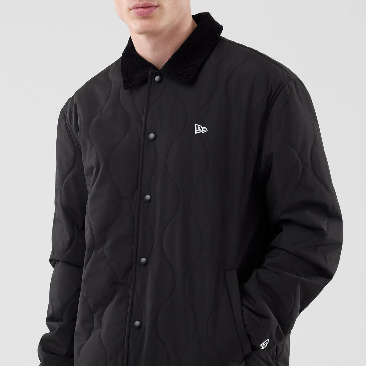 New Era Quilted Coaches Black Jacket-klyvox