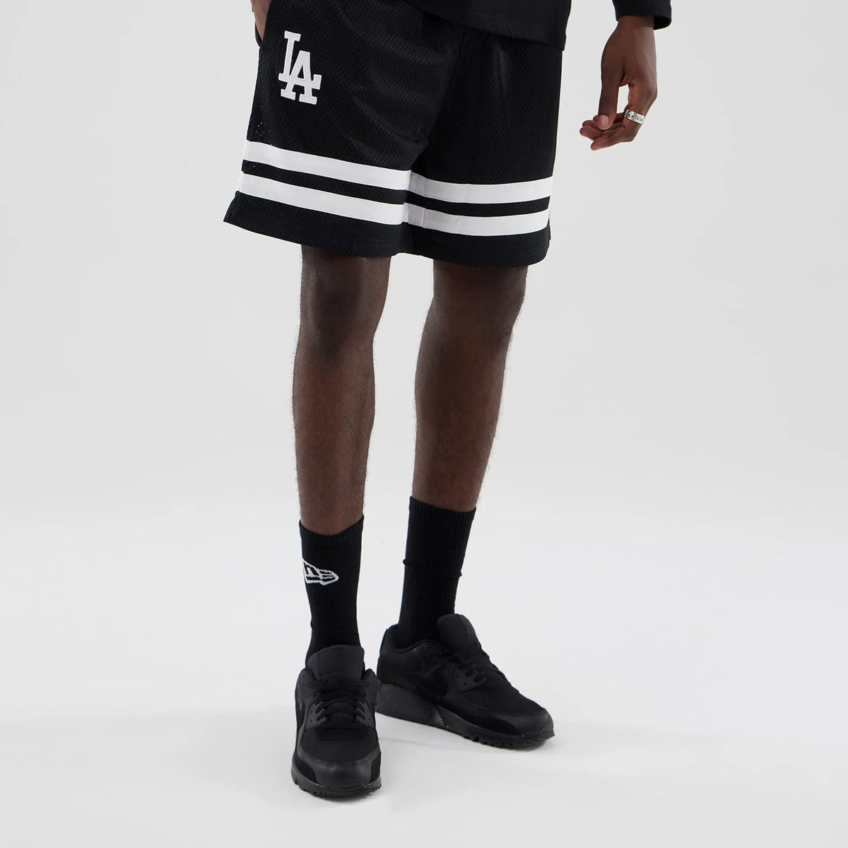 LA Dodgers MLB Mesh Black Oversized Shorts-klyvox